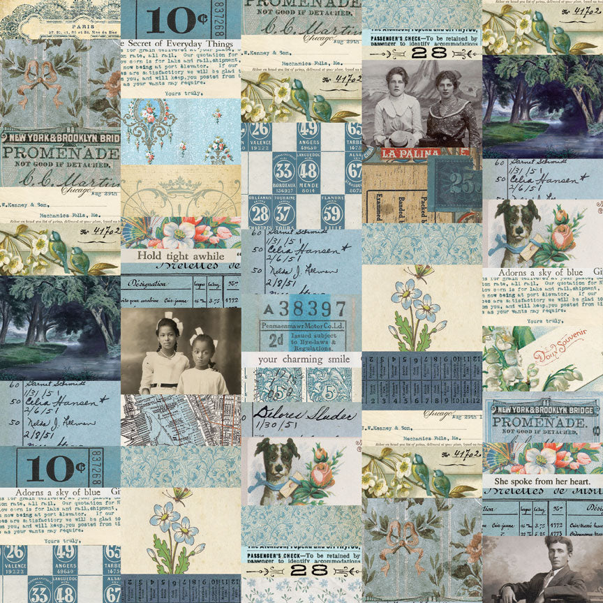 Tim Holtz idea-ology Blue 8 x 8 Palette Paper Collection th94477 collage