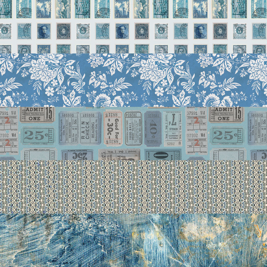 Tim Holtz idea-ology Blue 8 x 8 Palette Paper Collection th94477 sample 1