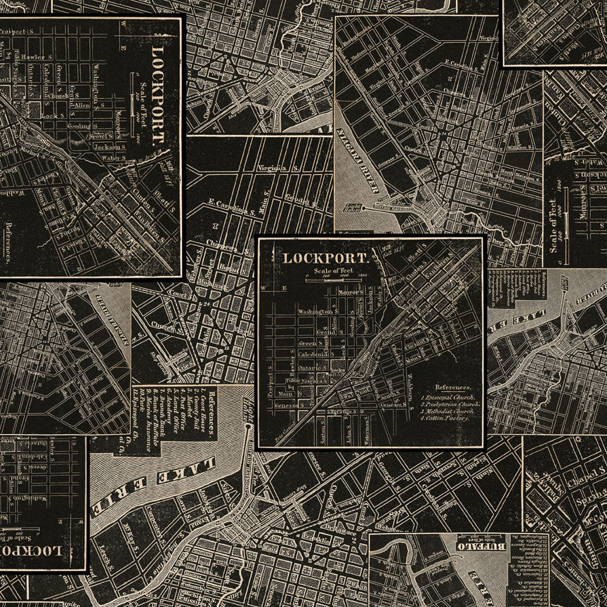 Tim Holtz idea-ology Charcoal 12 x 12 Palette Paper Collection th94465 map