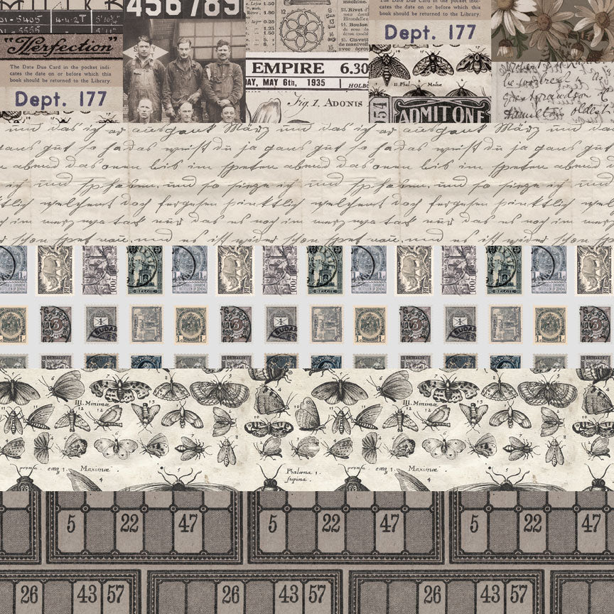 Tim Holtz idea-ology Charcoal 12 x 12 Palette Paper Collection th94465 sample