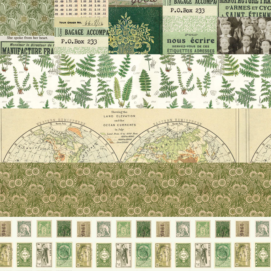 Tim Holtz idea-ology Green 8 x 8 Palette Paper Collection th94474 sample