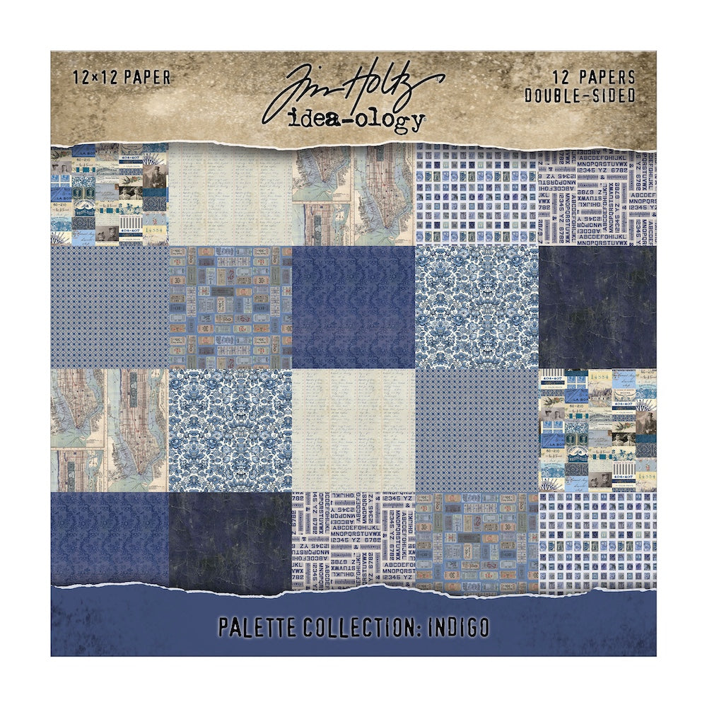 Tim Holtz idea-ology Indigo 12 x 12 Palette Paper Collection th94462
