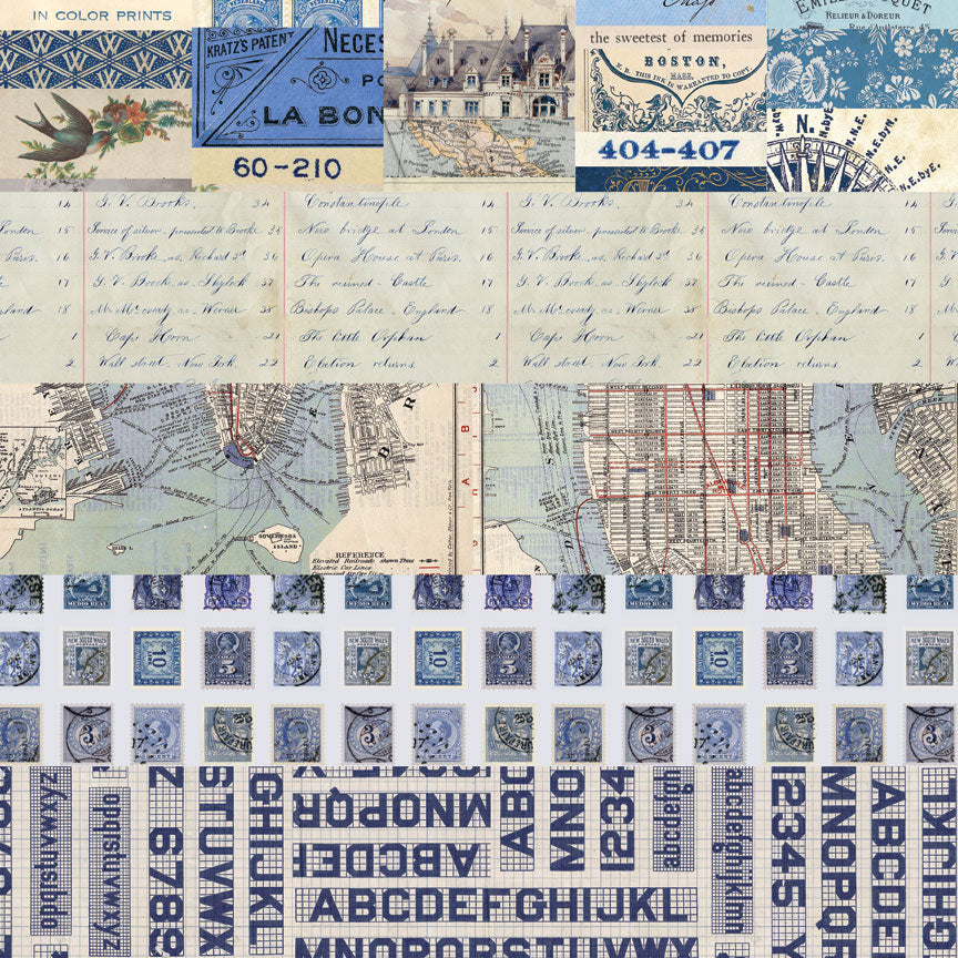 Tim Holtz idea-ology Indigo 12 x 12 Palette Paper Collection th94462 sample 1