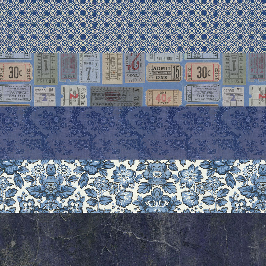 Tim Holtz idea-ology Indigo 8 x 8 Palette Paper Collection th94476 sample 1