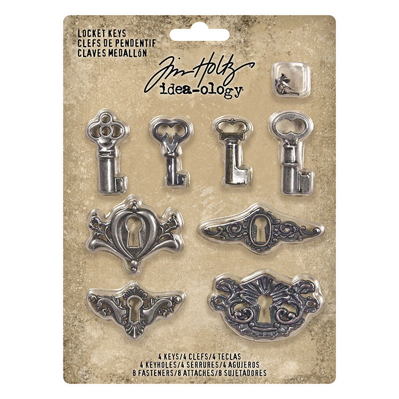 Tim Holtz idea-ology LOCKET KEYS Metal Hardware Keyhole TH92822