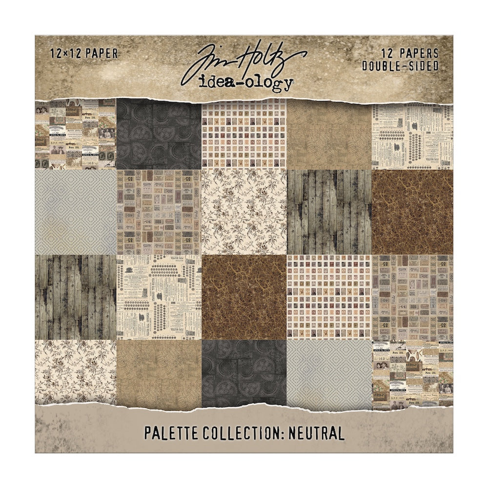 Tim Holtz idea-ology Neutral 12 x 12 Palette Paper Collection th94459