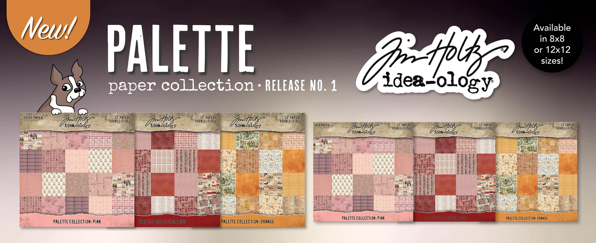 New palette paper collection release no.1 available in 8x8 or 12x12 sizes! shop tim holtz idea-ology paper collection