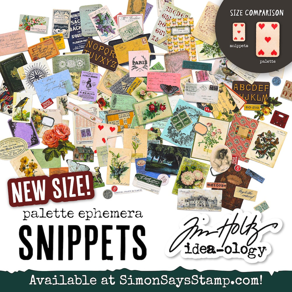 Tim Holtz idea-ology Palette Snippets Ephemera th94485 all products size comparison