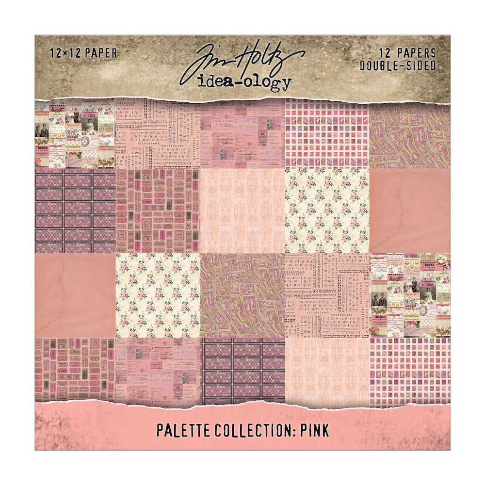 Tim Holtz idea-ology Pink 12 x 12 Palette Paper Collection th94455