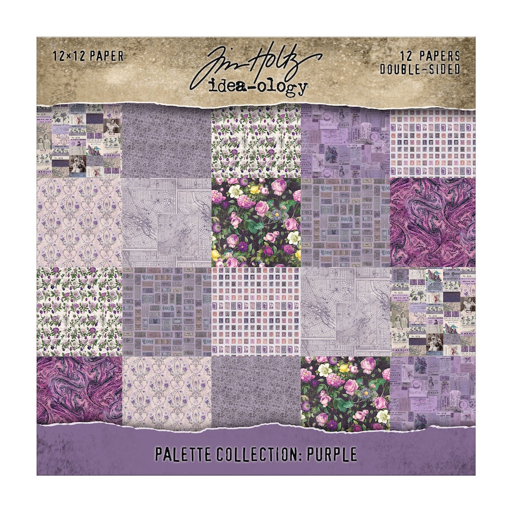 Tim Holtz idea-ology Purple 12 x 12 Palette Paper Collection th94464