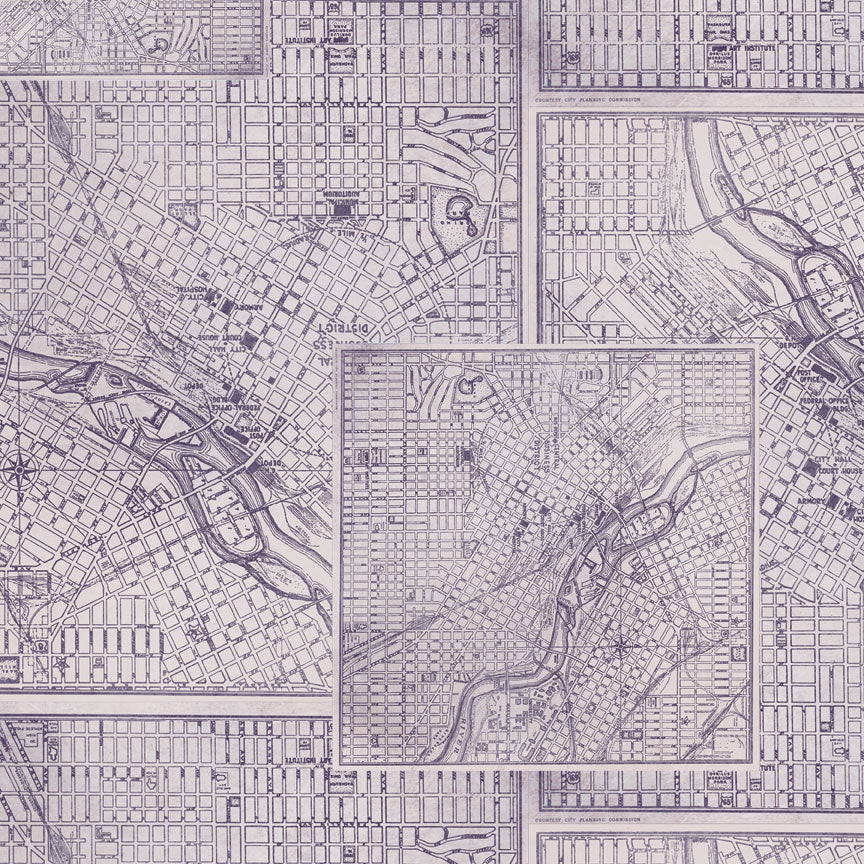 Tim Holtz idea-ology Purple 12 x 12 Palette Paper Collection th94464 map