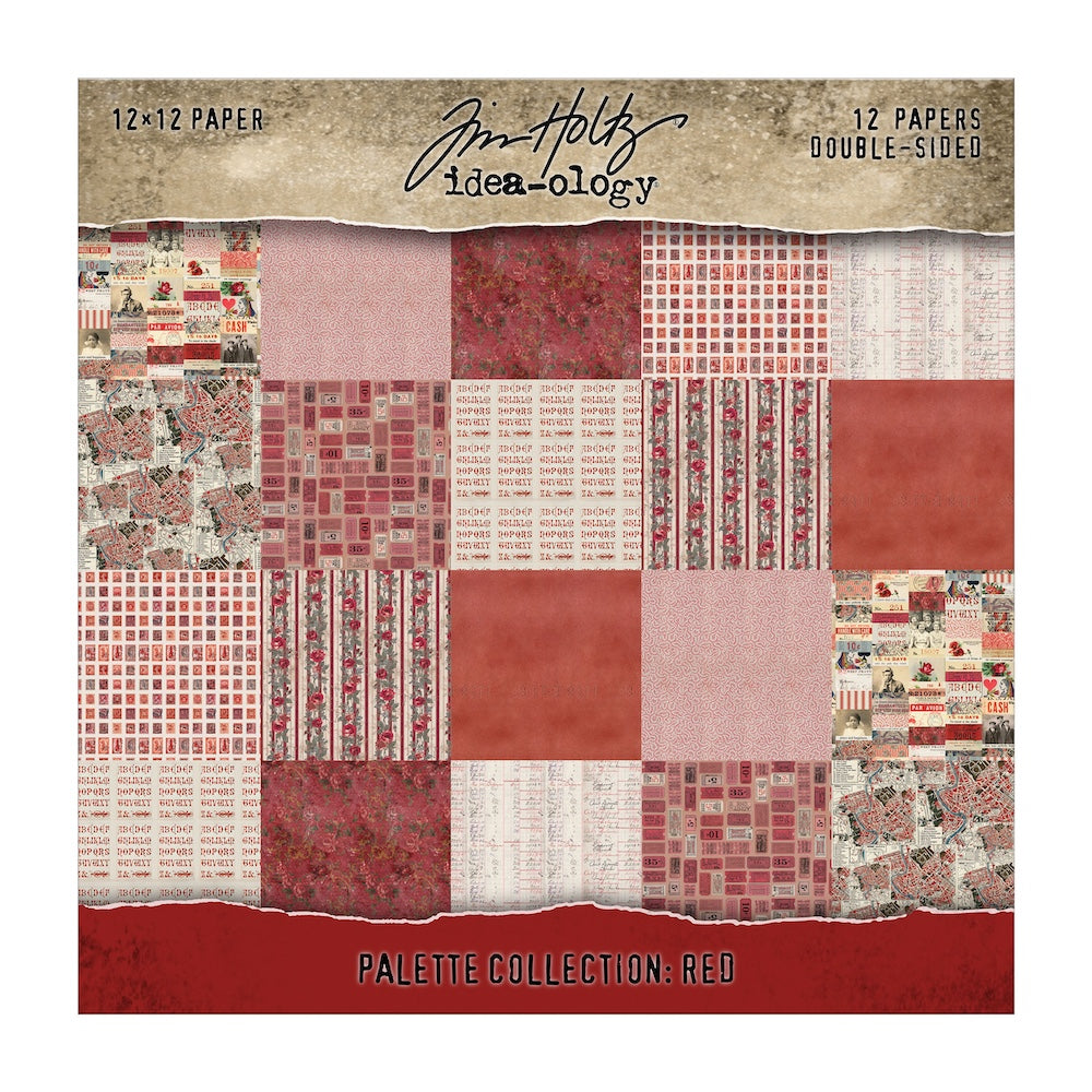 Tim Holtz idea-ology Red 12 x 12 Palette Paper Collection th94456