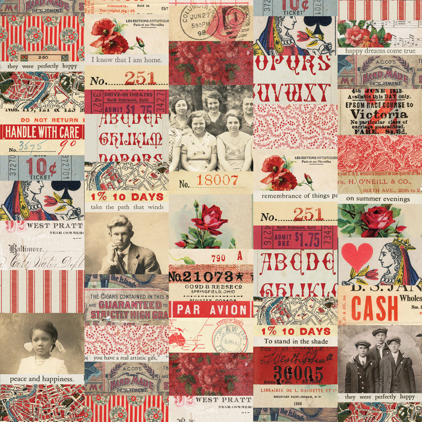 Tim Holtz idea-ology Red 12 x 12 Palette Paper Collection th94456 collage