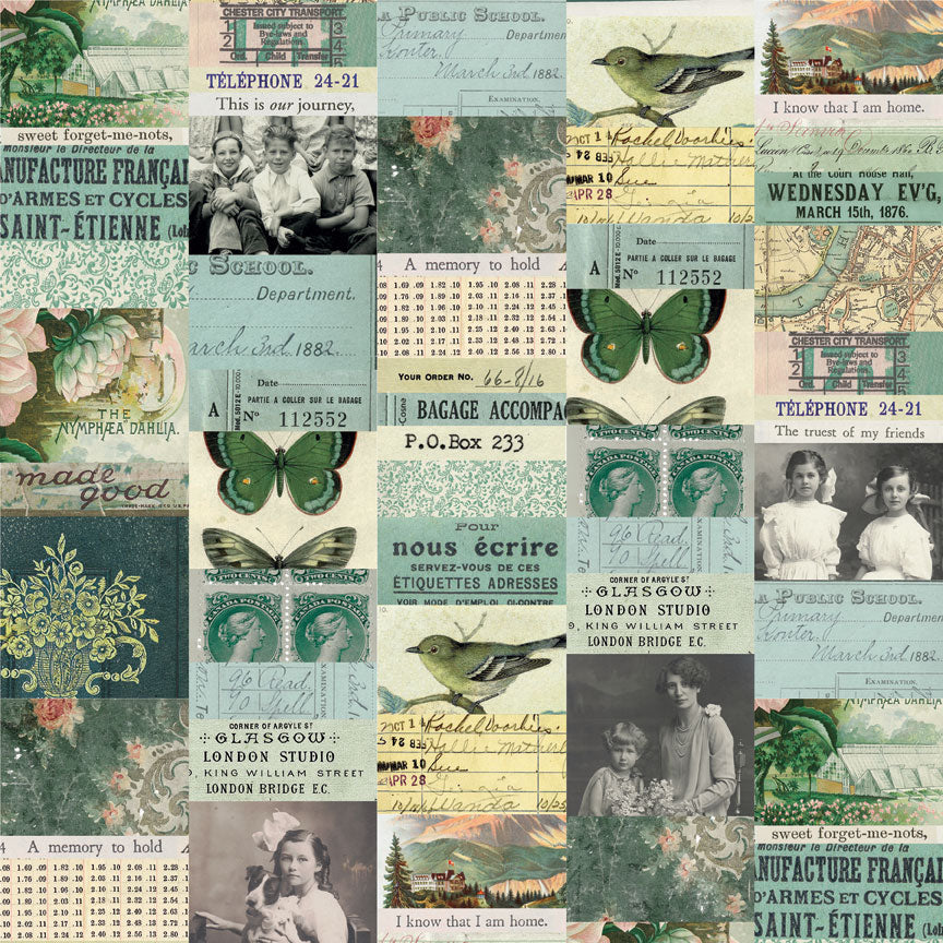 Tim Holtz idea-ology Teal 12 x 12 Palette Paper Collection th94461 collage