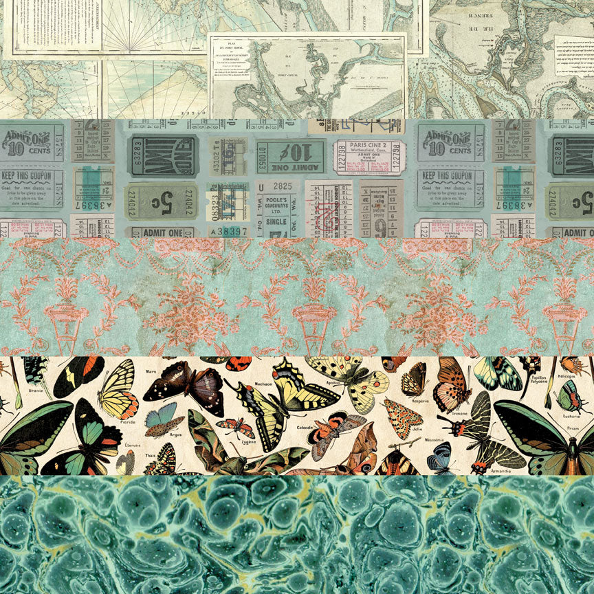 Tim Holtz idea-ology Teal 12 x 12 Palette Paper Collection th94461 sample 2