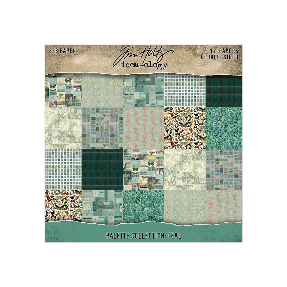 Tim Holtz idea-ology Teal 8 x 8 Palette Paper Collection th94475