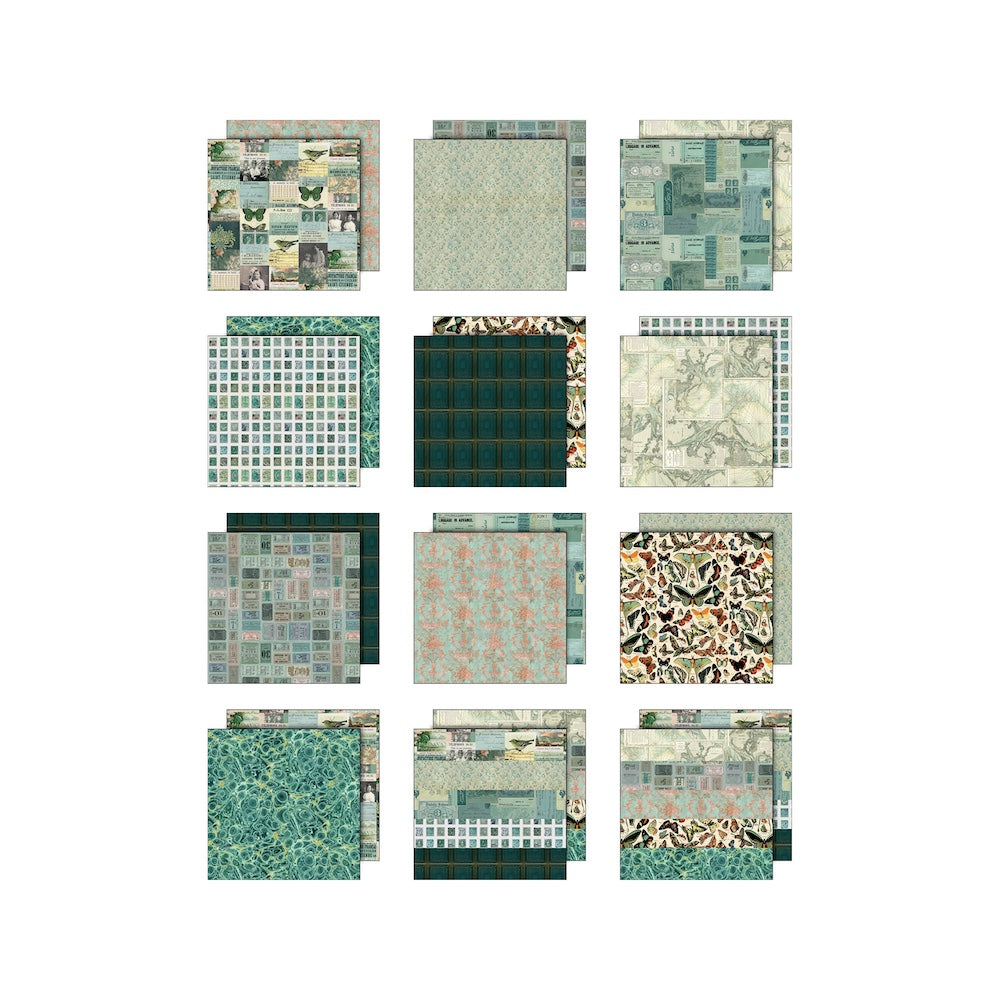 Tim Holtz idea-ology Teal 8 x 8 Palette Paper Collection th94475 product