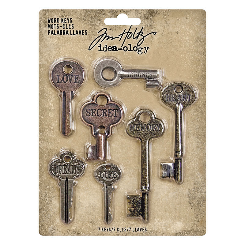 Tim Holtz idea-ology WORD KEYS Charm Hardware Altered Art TH92680