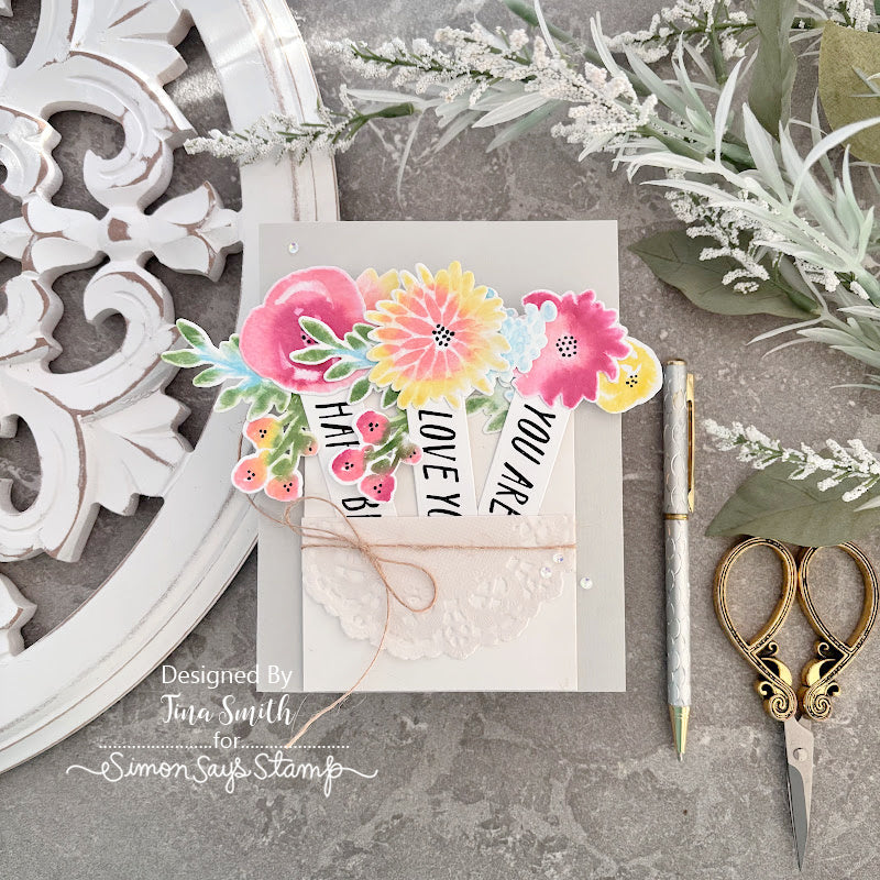 Simon Says Stamp and Dies Watercolor Bouquet set1167wb Pocket Card | color-code:ALT19