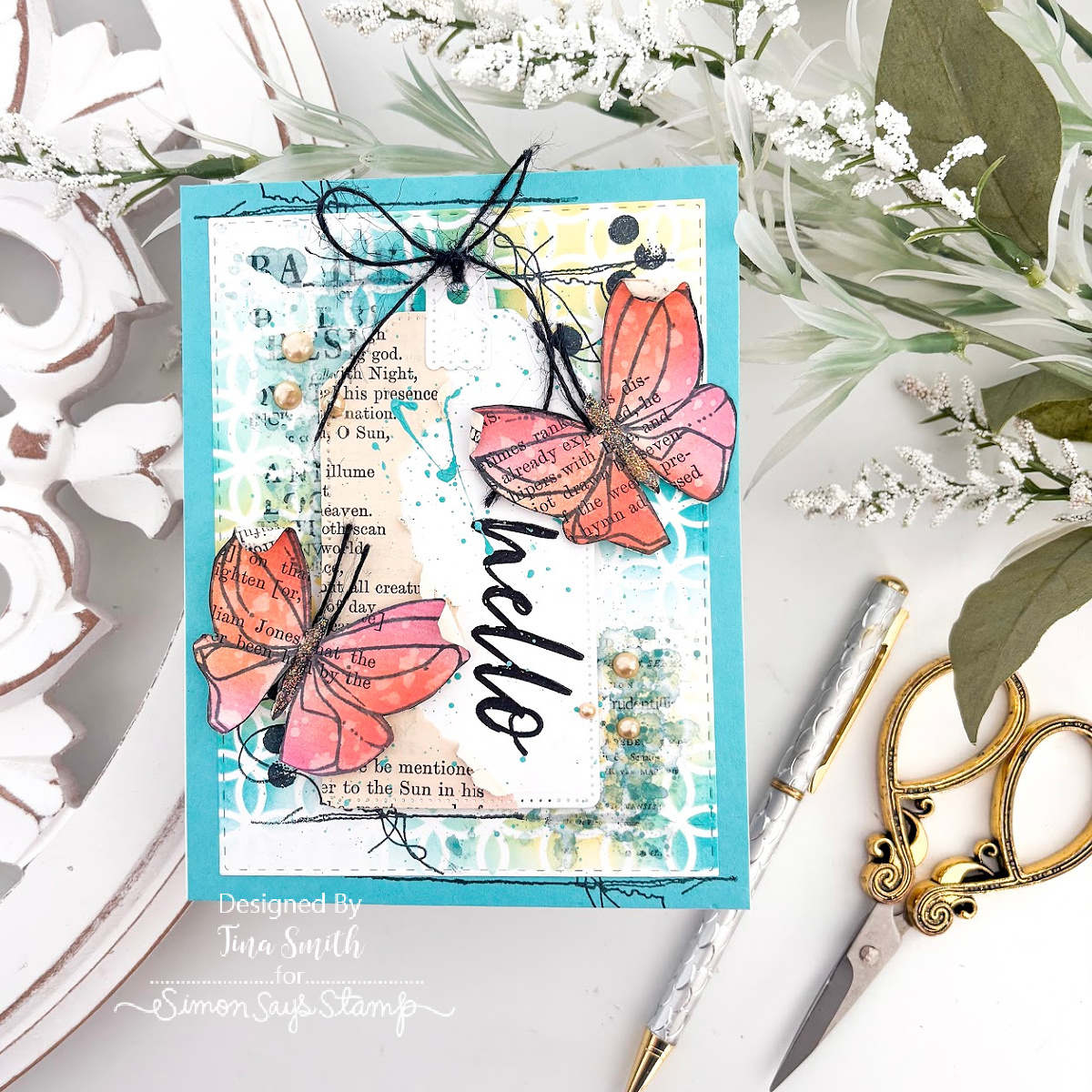 PREORDER Simon Says Stamps and Dies A Little Artsy set1212la Mixed Media Butterfly Card | color-code:ALT09
