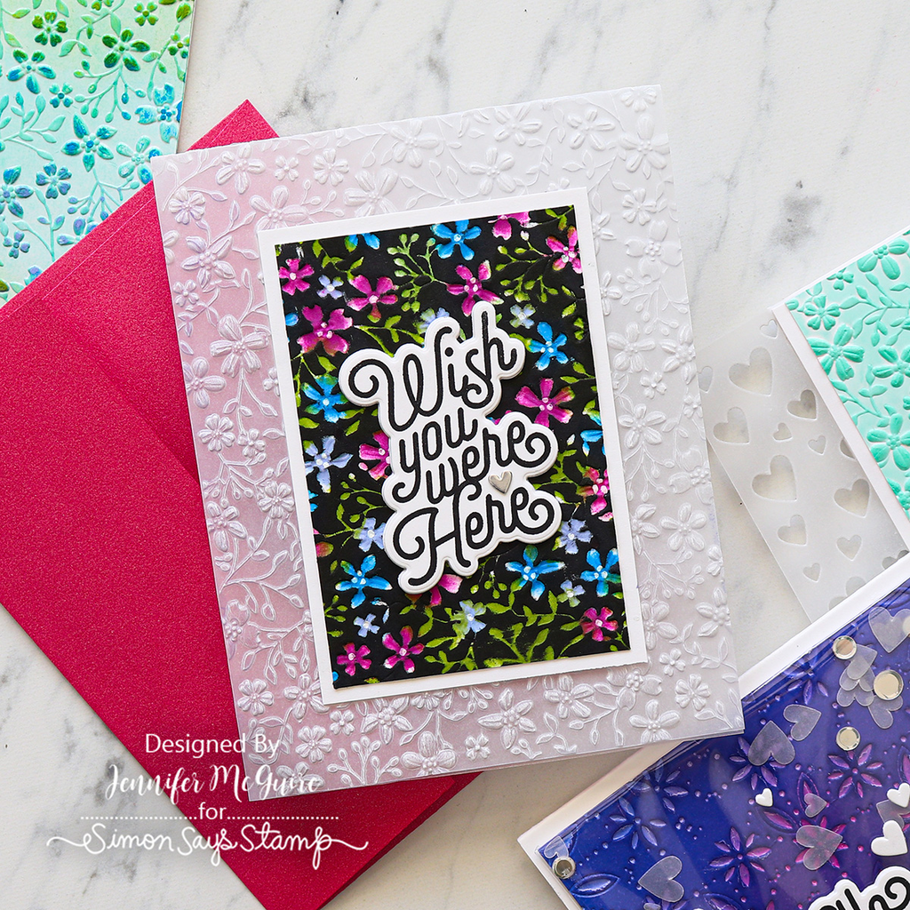 Simon Says Stamp Embossing Folder Tiny Flora sf540 Miss You Card | color-code:ALT02