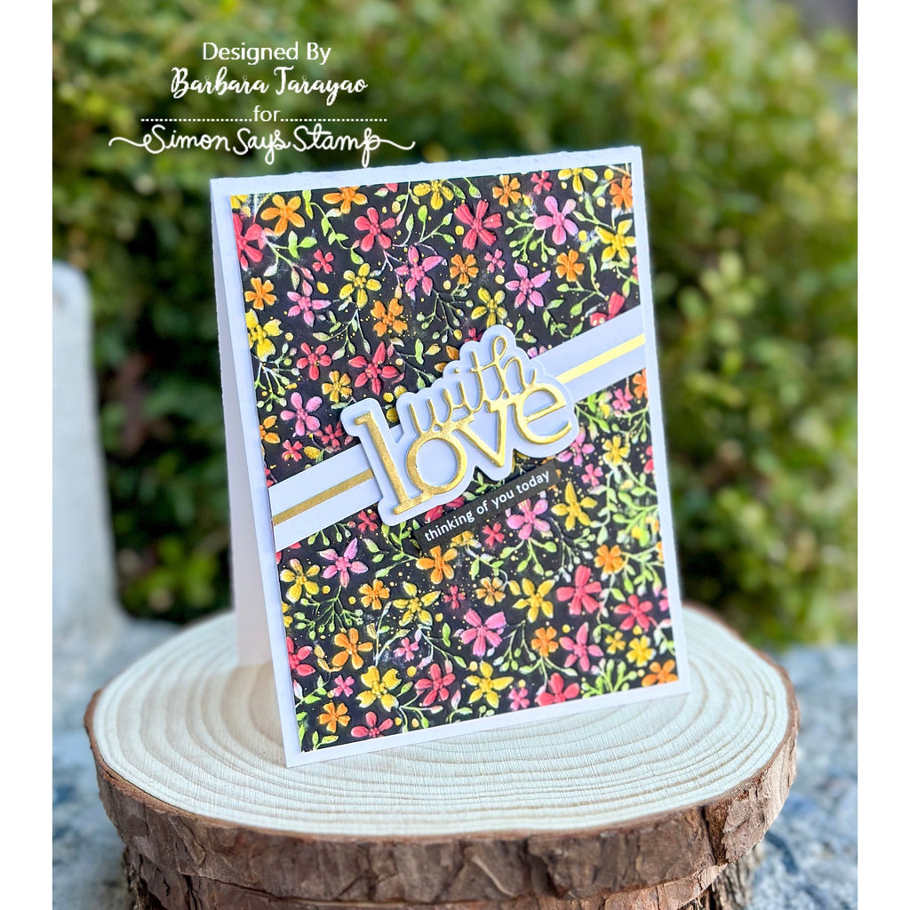 Simon Says Stamp Embossing Folder Tiny Flora sf540 With Love Card