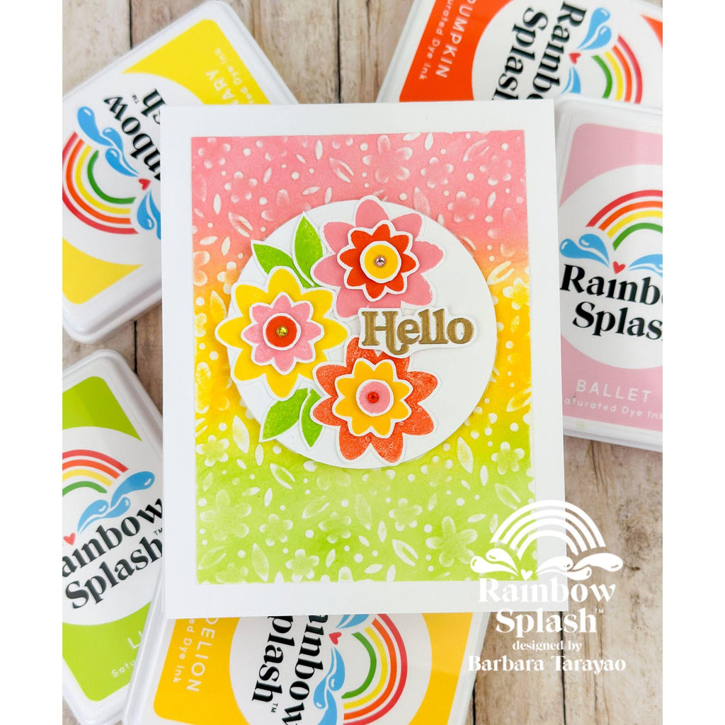 Rainbow Splash Embossing Folder Tiny Florals rsef4 Hello Card | color-code:ALT01
