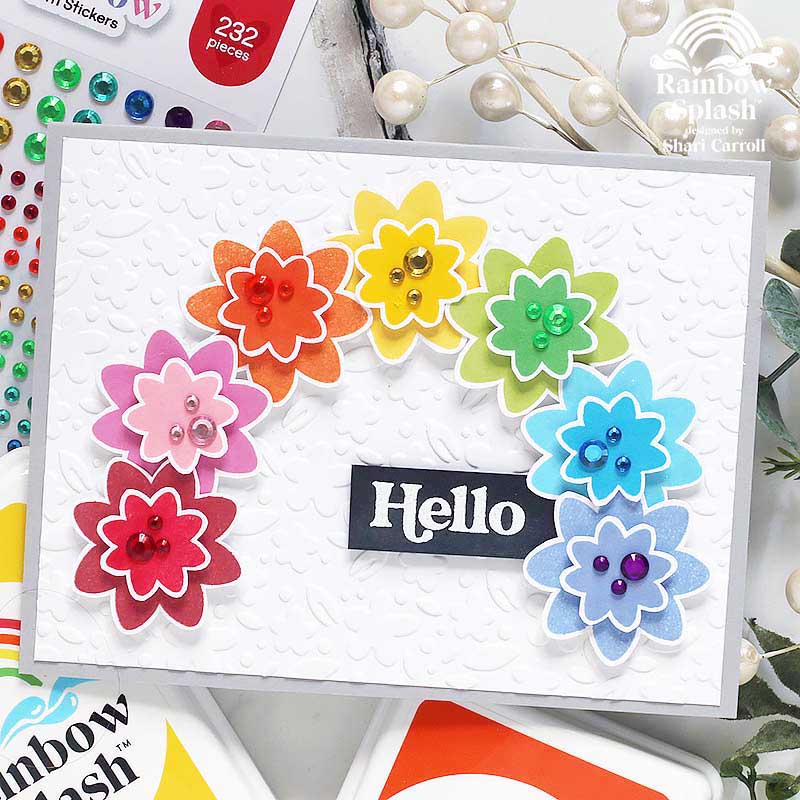 Rainbow Splash Embossing Folder Tiny Florals rsef4 Hello Card | color-code:ALT03