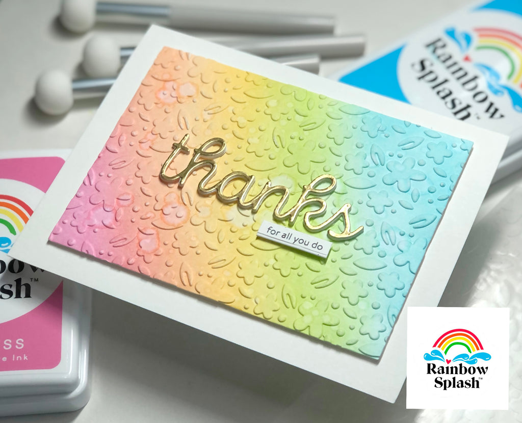 Rainbow Splash Embossing Folder Tiny Florals rsef4 Thanks Card