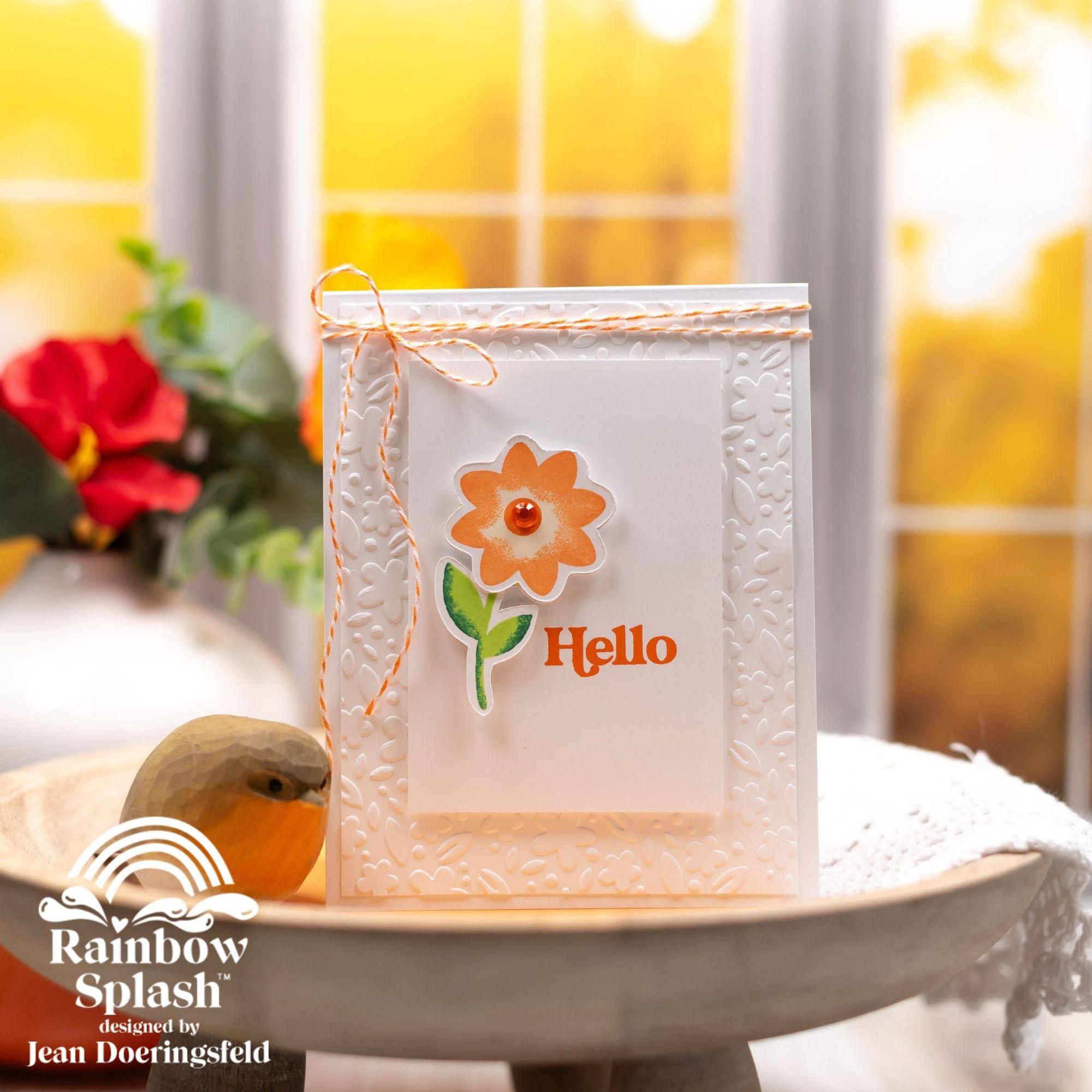Rainbow Splash Embossing Folder Tiny Florals rsef4 Hello Card | color-code:ALT06