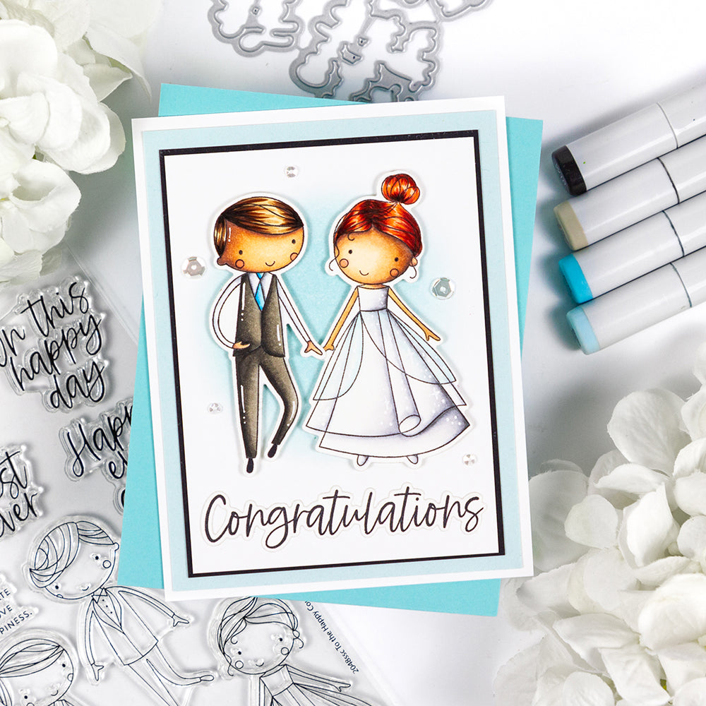 Simon Says Stamp To the Happy Couple Images Wafer Dies 1071sdc Celebrate Wedding Card | color-code:ALT01