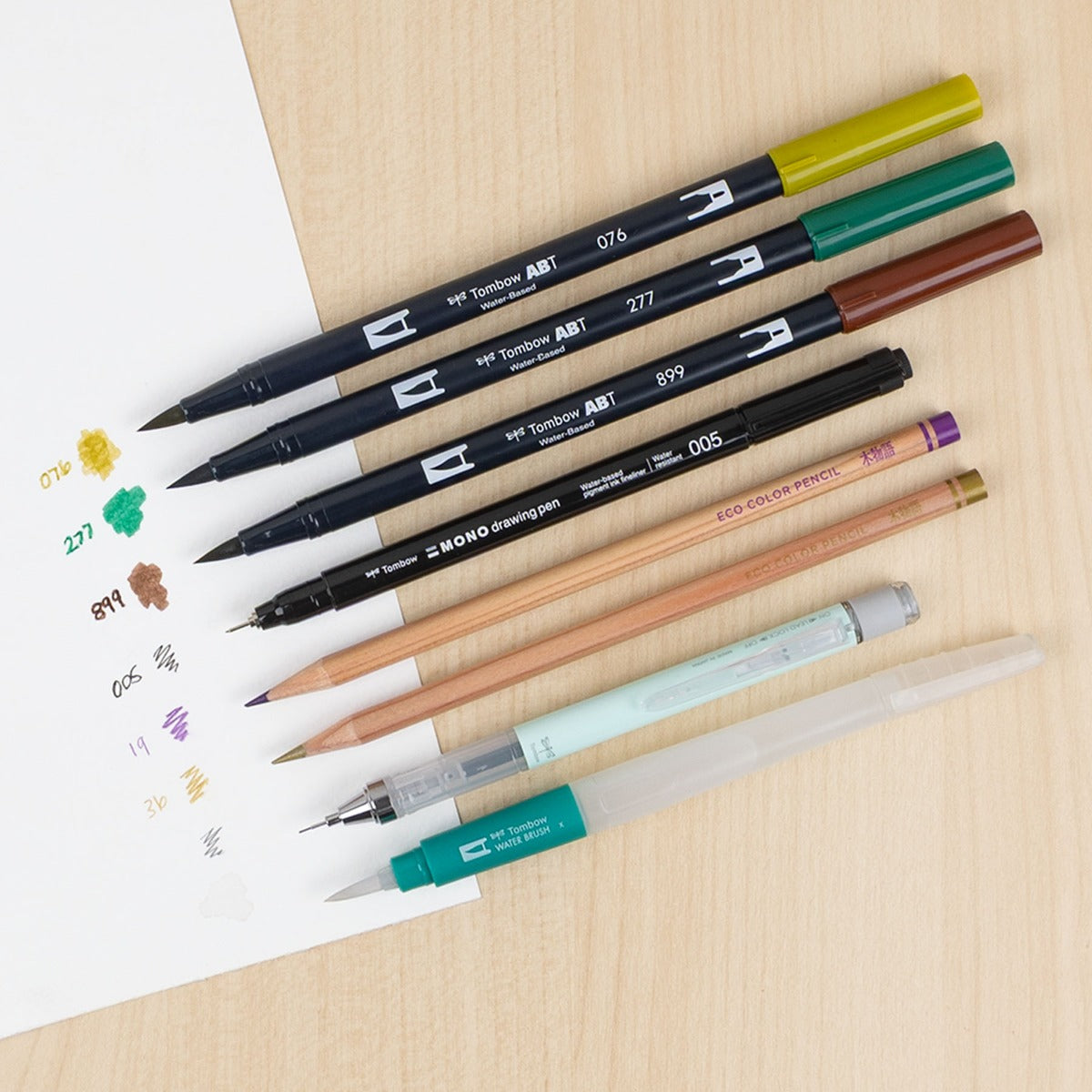 Tombow Urban Sketching Set 56305 nibs of contents
