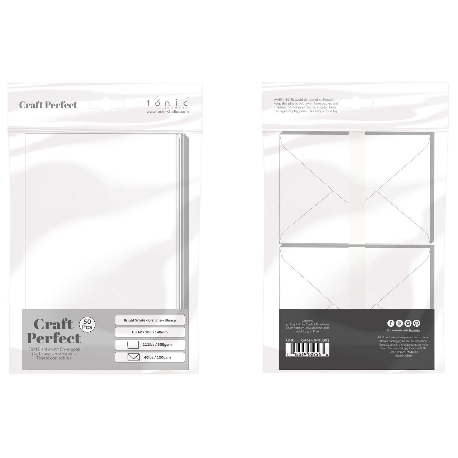 Tonic Craft Perfect US A2 White Card Blanks With Envelopes 50 Pack 9256e