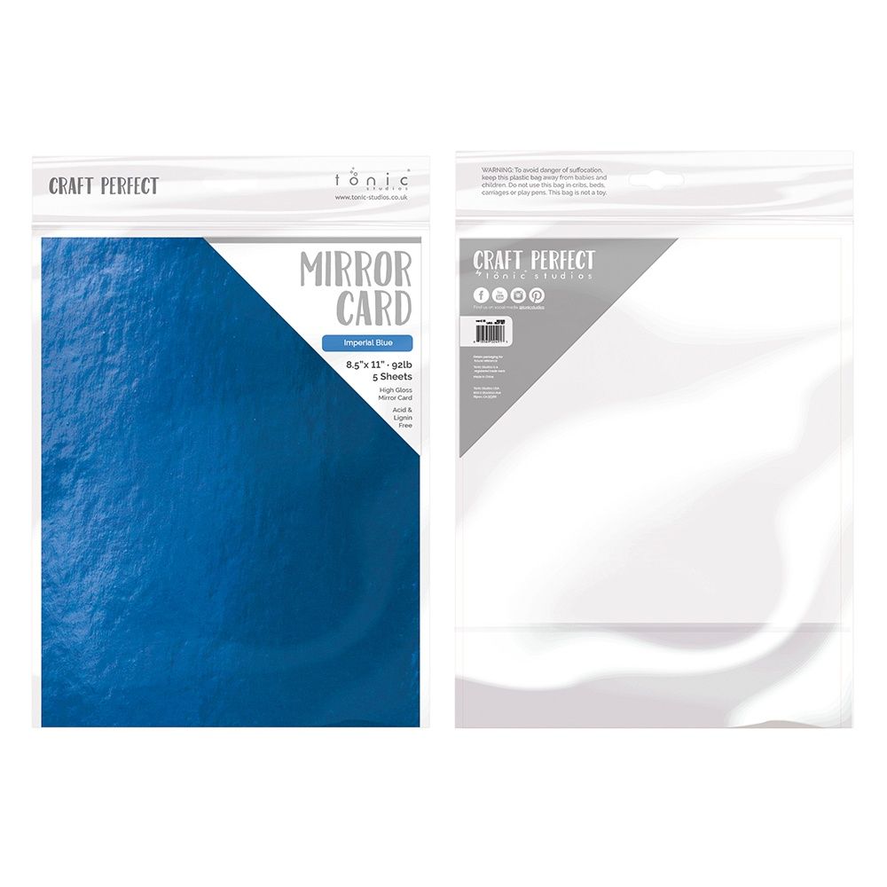 Tonic Imperial Blue 8.5 x 11 Mirror Card Gloss Cardstock 9458E Packaging View