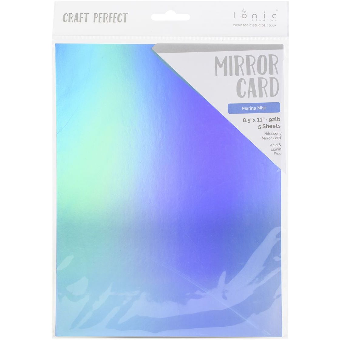 Tonic Marina Mist 8.5 x 11 Mirror Card Iridescent Cardstock 9783e