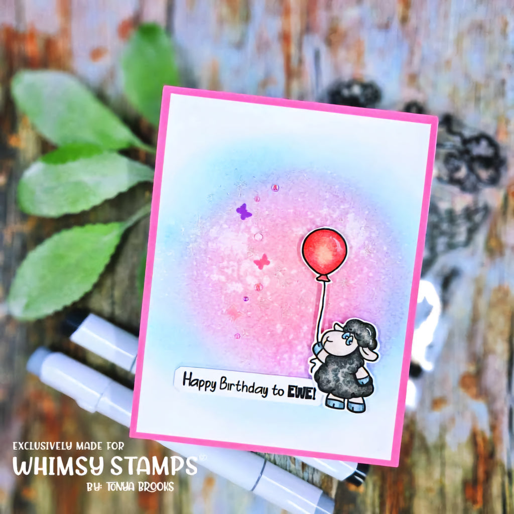 Whimsy Stamps Sheepish Moments Clear Stamps c1436 happy birthday