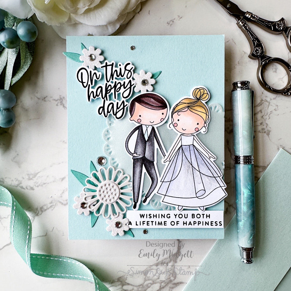 Simon Says Stamp To the Happy Couple Images Wafer Dies 1071sdc Celebrate Wedding Card | color-code:ALT04