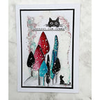 Tracy Evans Boutique Designs Abstract Trees A6 Clear Stamps te35 peeking cat