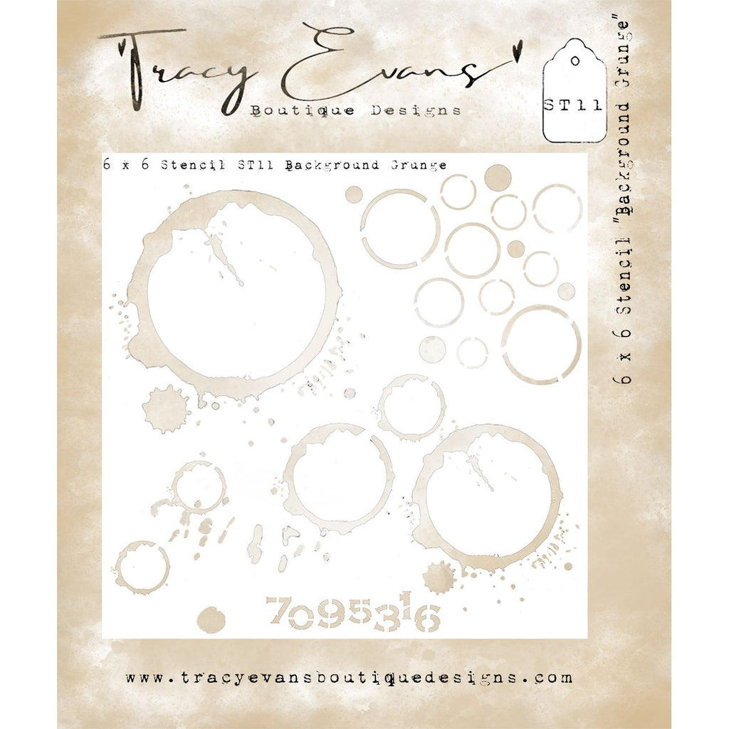 Tracy Evans Boutique Designs Background Grunge 6x6 Stencil st11