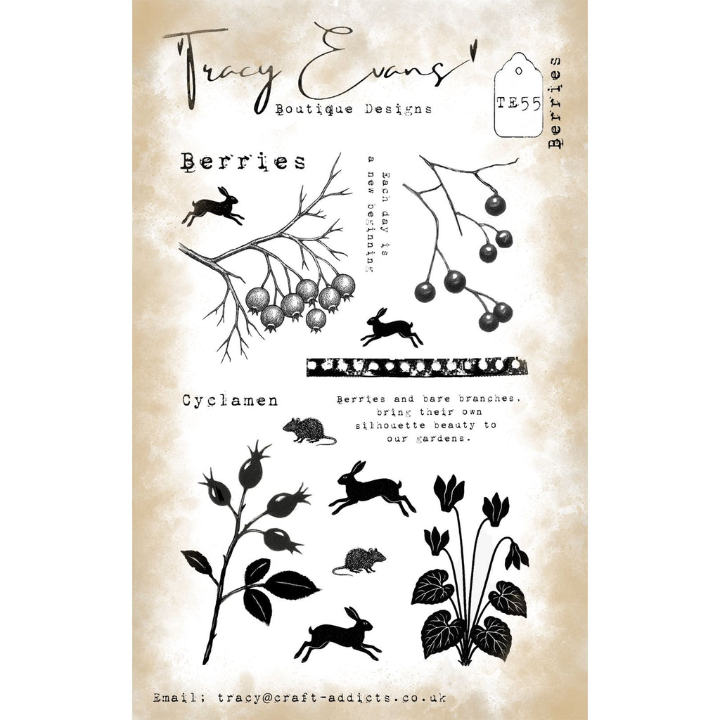 Tracy Evans Boutique Designs Berries A6 Clear Stamps te55