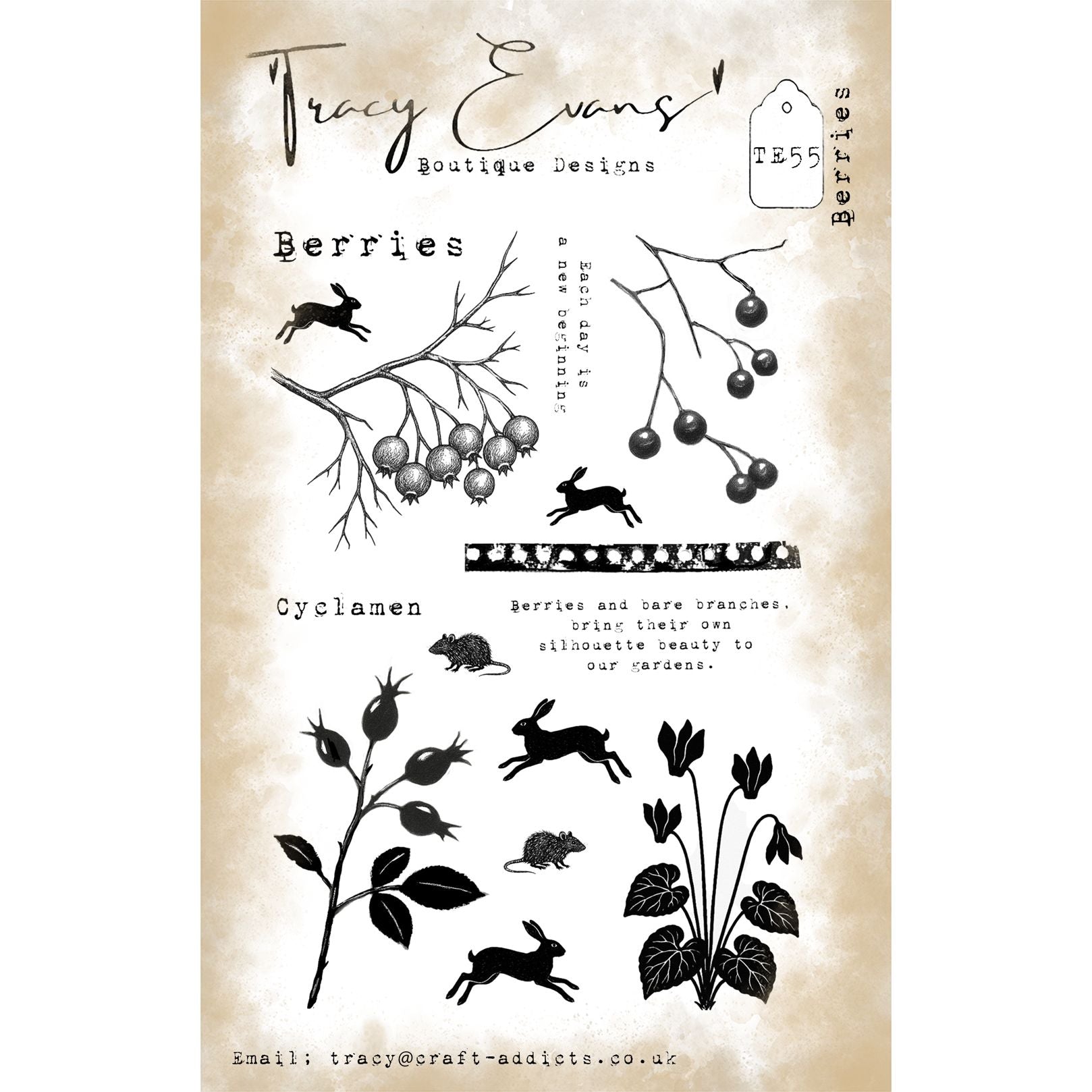 Tracy Evans Boutique Designs Berries A6 Clear Stamps te55