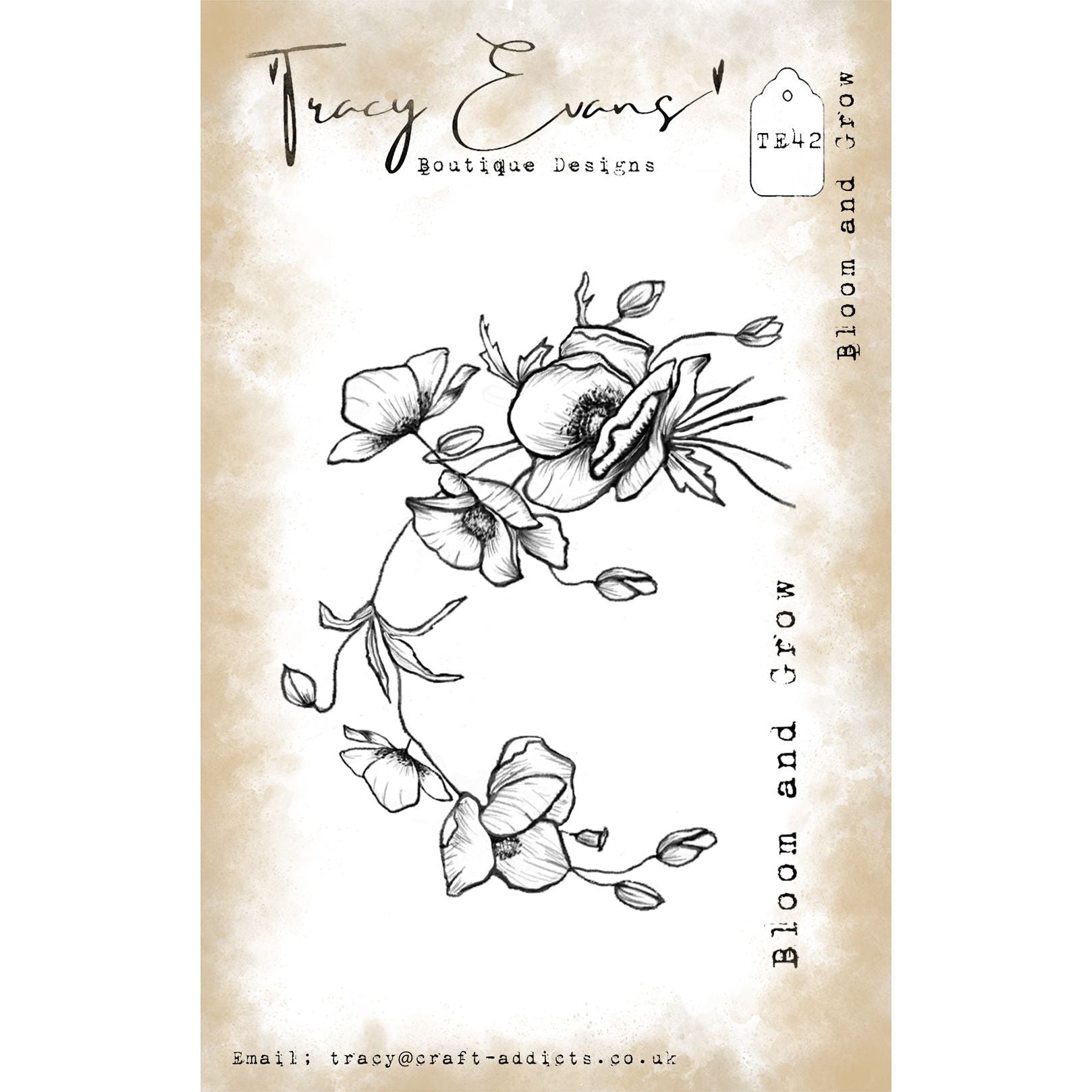 Tracy Evans Boutique Designs Bloom and Grow A7 Clear Stamps te42