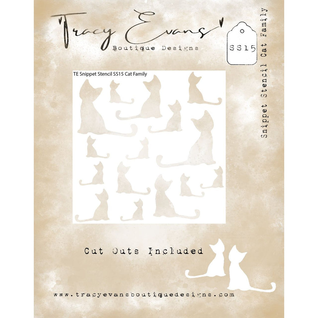 Tracy Evans Boutique Designs Cat Family Snippet Stencil ss15