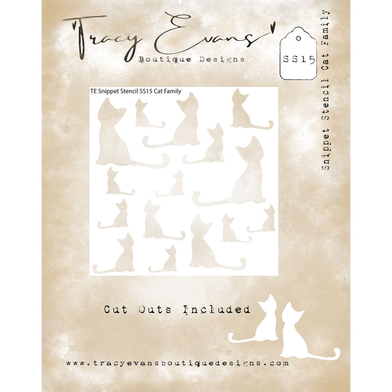 Tracy Evans Boutique Designs Cat Family Snippet Stencil ss15