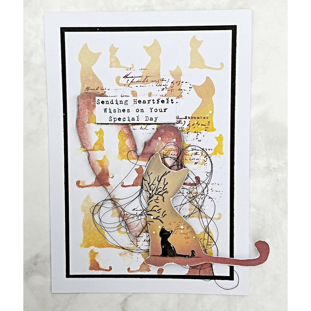 Tracy Evans Boutique Designs Cat Family Snippet Stencil ss15 heartfelt wishes