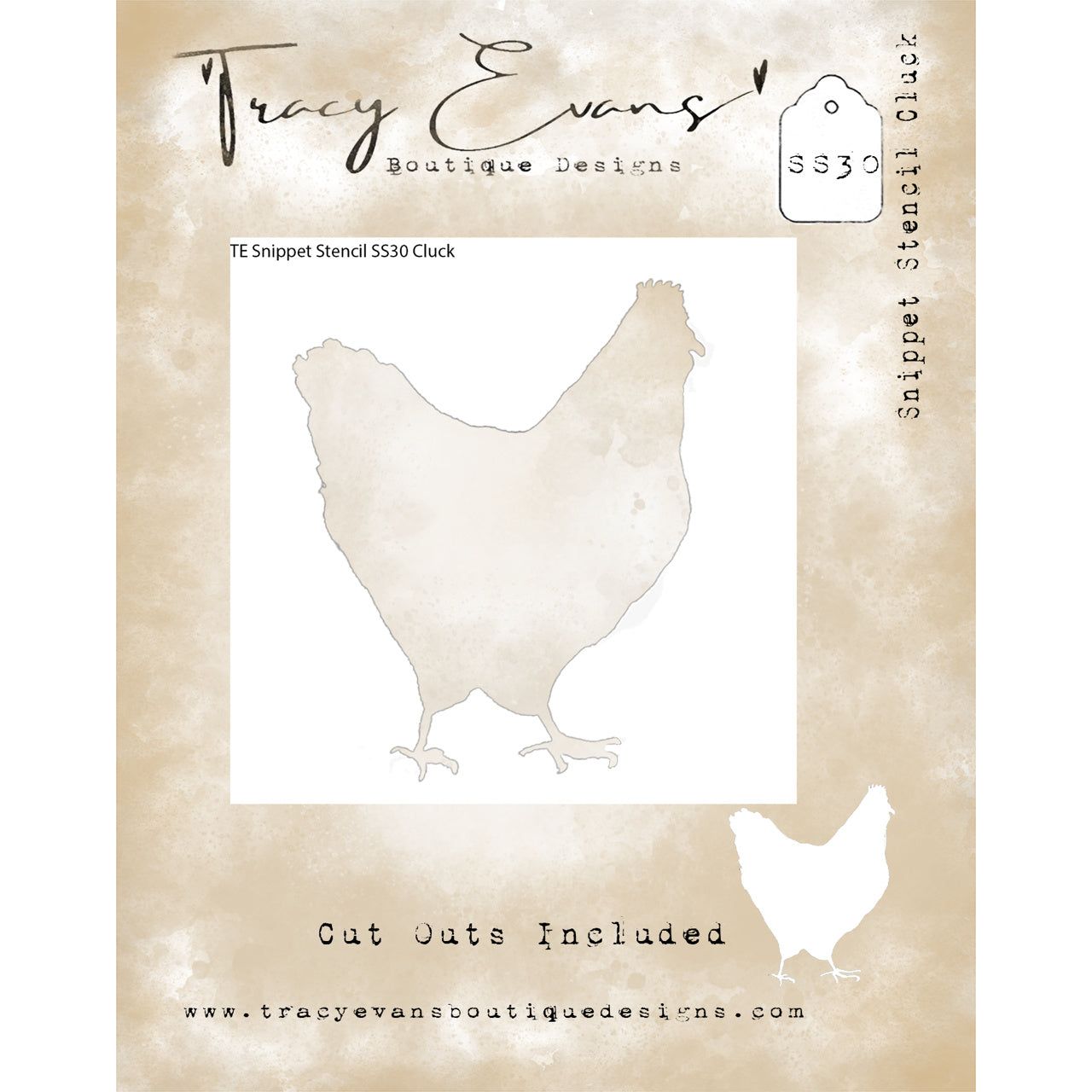 Tracy Evans Boutique Designs Cluck Snippet Stencil ss30