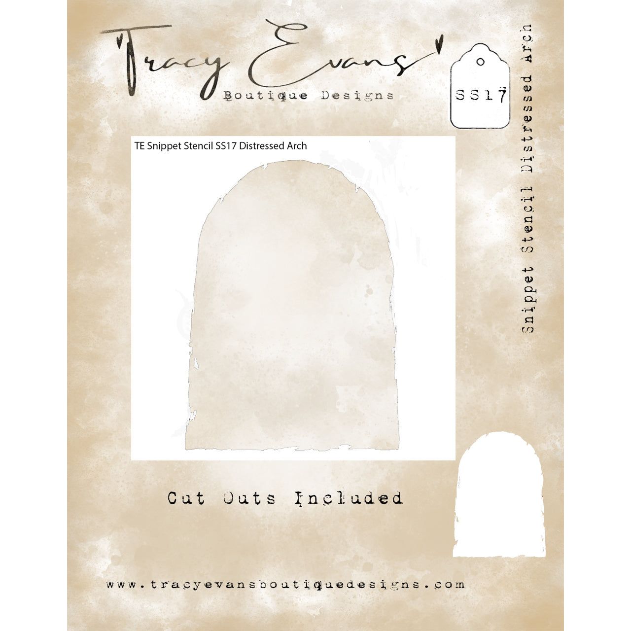 Tracy Evans Boutique Designs Distressed Arch Snippet Stencil ss17