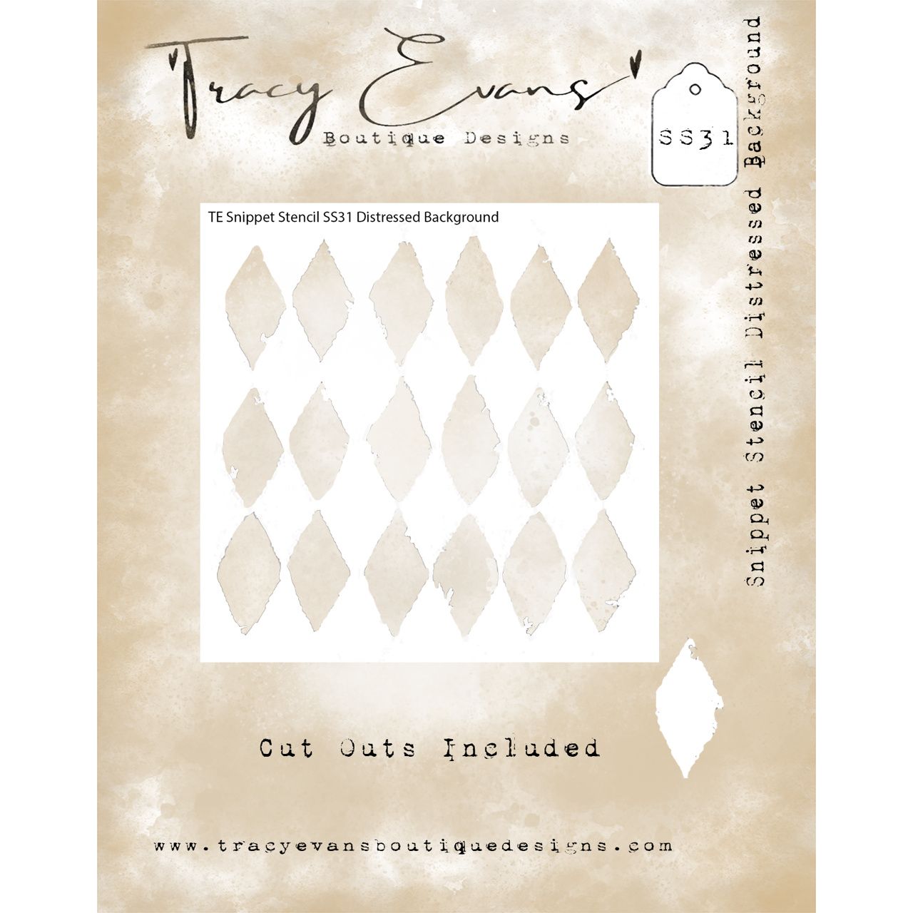 Tracy Evans Boutique Designs Distressed Background Snippet Stencil ss31