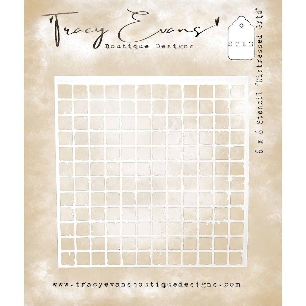 Tracy Evans Boutique Designs Distressed Grid 6x6 Stencil st10