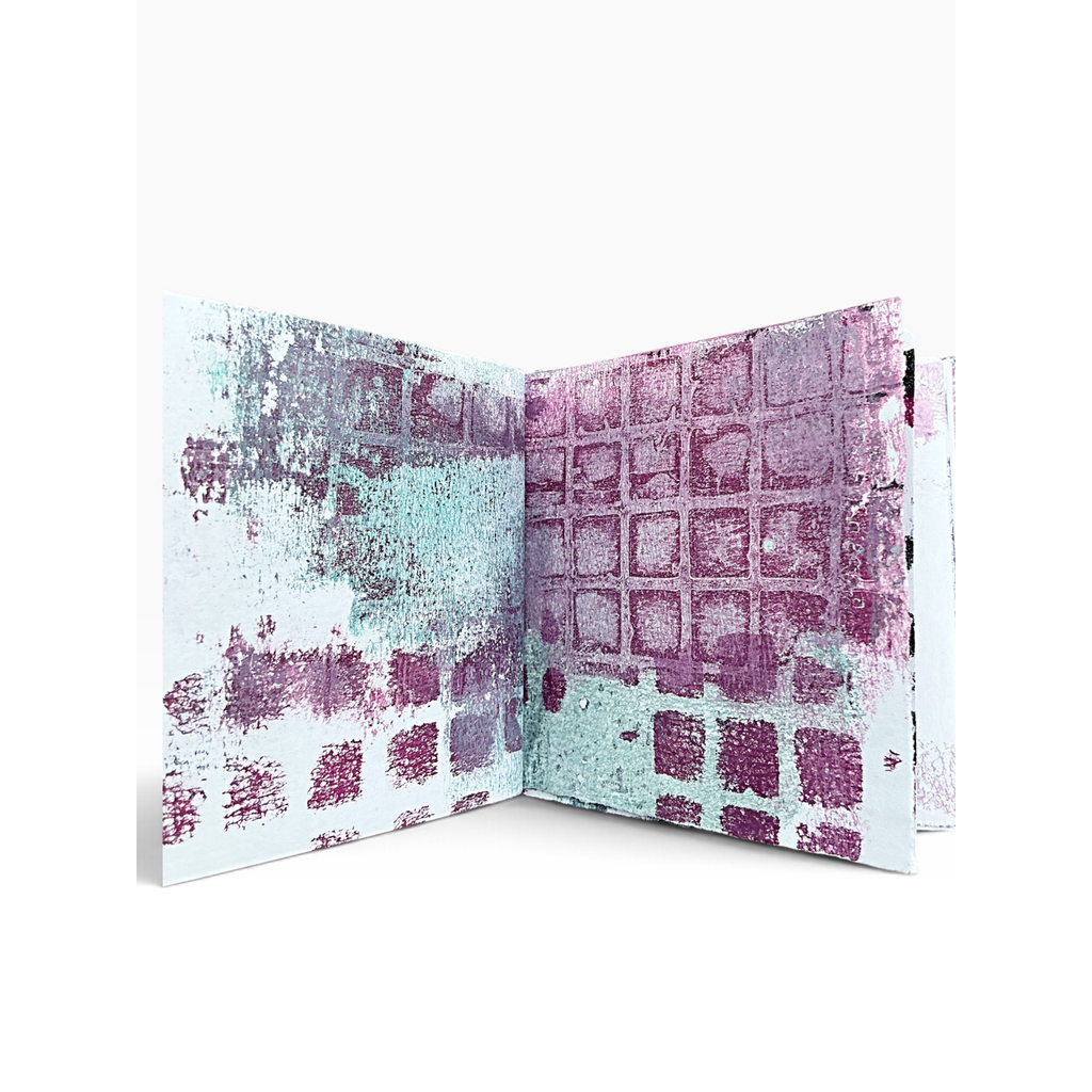 Tracy Evans Boutique Designs Distressed Grid 6x6 Stencil st10 purple and blue squares